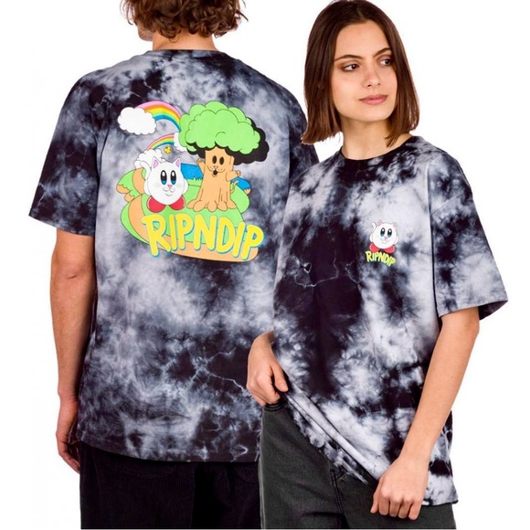 Ripndip Nermby T-Shirt Black Lightning/tiedye Wash graphic Tee Unisex - Picture 8 of 8